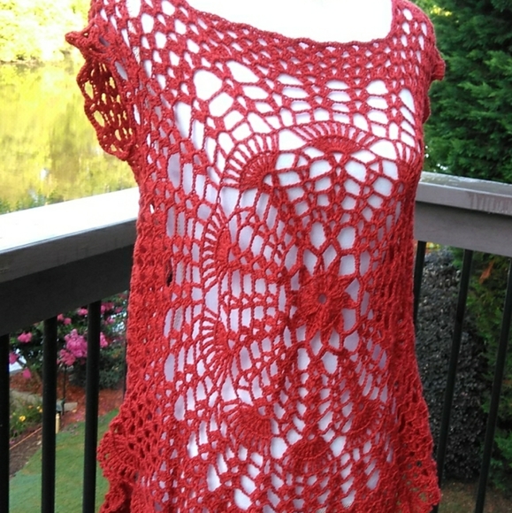 🌸Top, Shirt, Lace, Handmade, Crochet - Picture 2 of 2